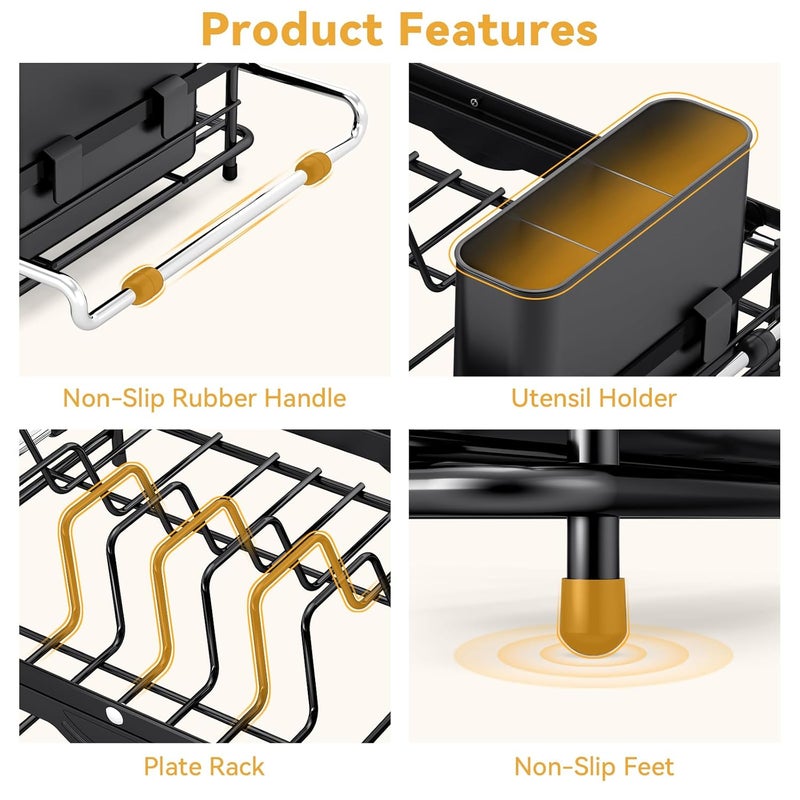 TOOLF Over the Sink Dish Drying Rack,In Sink Dish Drying Racks,Expandable Dish Rack Over Sink Counter,Adjustable Dish Drainer for Inside Sink with Utensil Holder, Stainless Steel Dish Strainer Compact Size - Image 5
